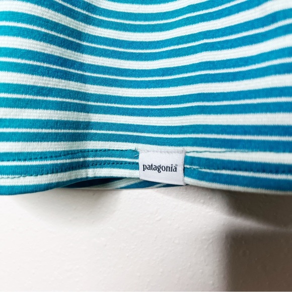 Patagonia Capilene 3 Midweight Zip Neck Sweater Size Medium Women’s Blue White - Picture 2 of 4